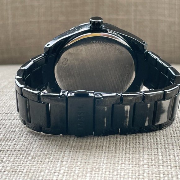 Fossil Ladies Wristwatch Crystals Accent Bezel Black Tone Quartz Multi-function - Picture 10 of 11